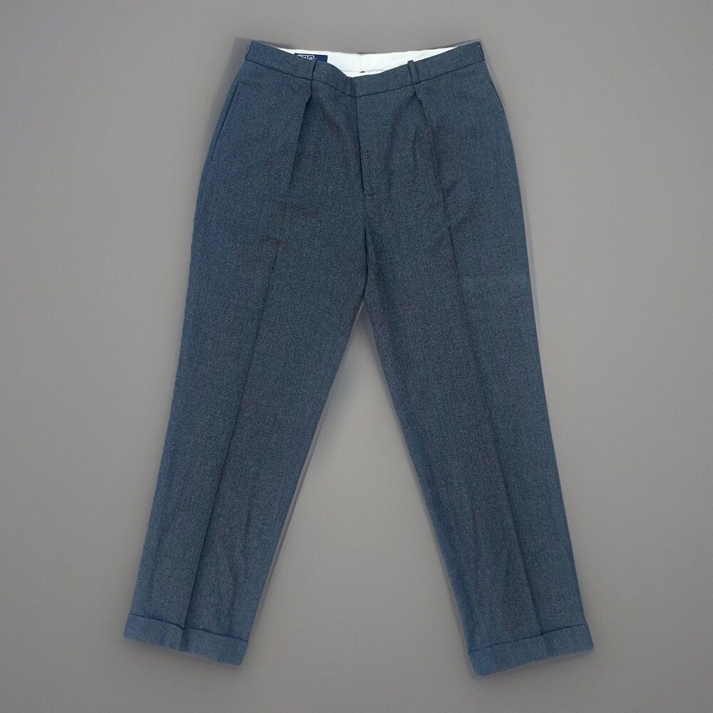 Polo Ralph Lauren Vintage Men’s Pleated Wool Trousers Cuffed 36X32 Dark Gray